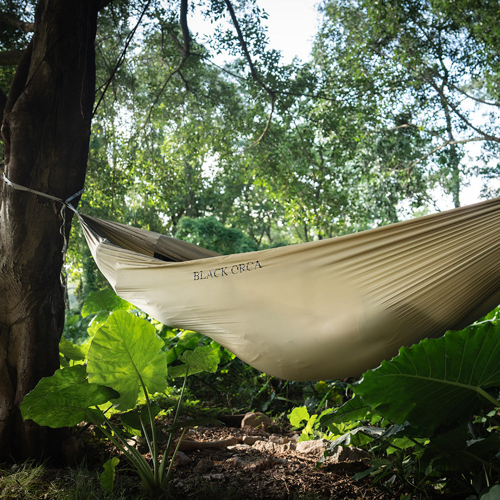 Black Orca Hammock Camping, Portable Single/Double Hammocks for Outdoor Hiking Travel Backpacking - 210D Nylon Hammock Swing for Backyard & Garden