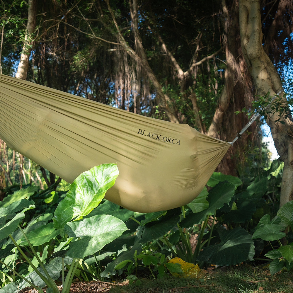 Black Orca Hammock Camping, Portable Single/Double Hammocks for Outdoor Hiking Travel Backpacking - 210D Nylon Hammock Swing for Backyard & Garden