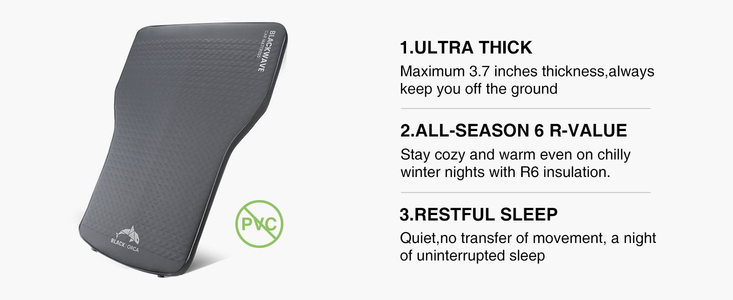 Tesla camping air mattress thickness 3.7in, R value reaches 6